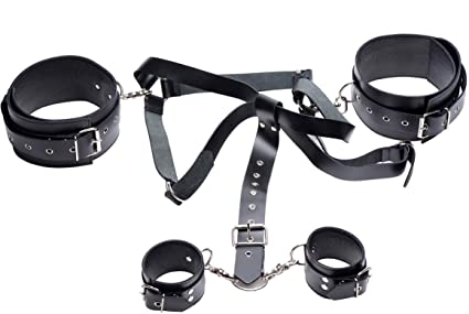 Master Series Acquire Easy Access Thigh Harness w/Wrist Cuffs - Black