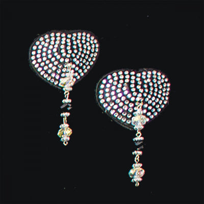 Bijoux de Nip Heart Black Crystal Pasties w- Beads