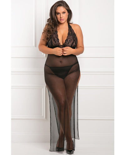 Rene Rofe All Out 2 Pc Gown Set Black 1x-2x